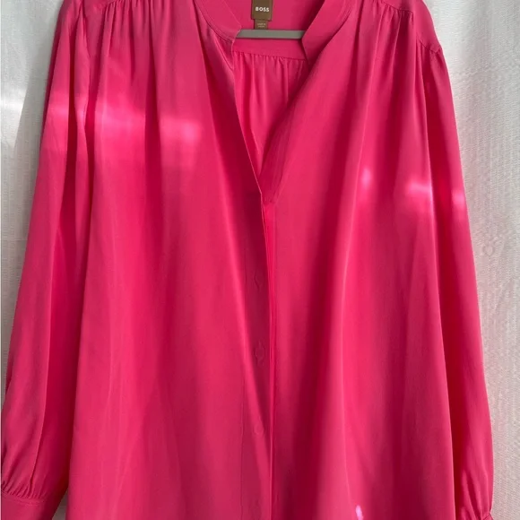 Boss Banora Medium Pink Silk Blouse - Picture 8 of 10
